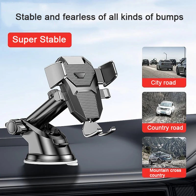 Soporte de Auto para Celular con Ventosa – Ajustable para GPS, iPhone y Android