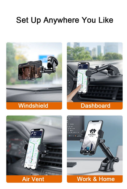 Soporte de Auto para Celular con Ventosa – Ajustable para GPS, iPhone y Android