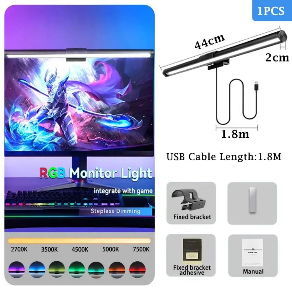 Monitor Light Bar RGB con Ritmo Musical – Luz Colgante Regulable para Escritorio