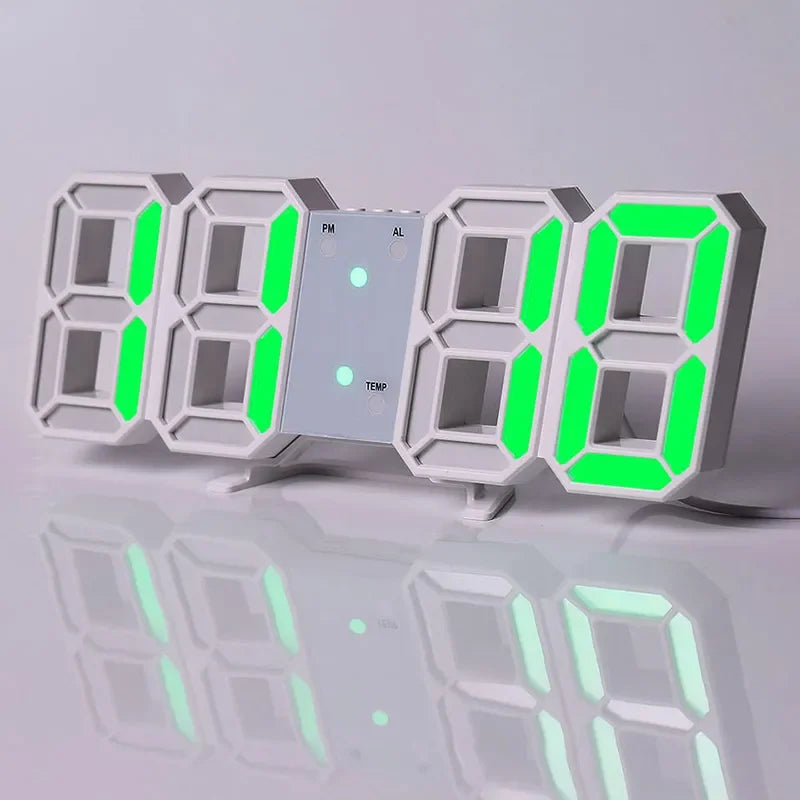Reloj de Pared LED Digital 3D – Alarma + Fecha + Temperatura para Cocina, Hogar y Oficina