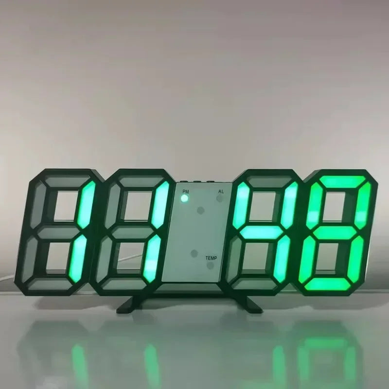 Reloj de Pared LED Digital 3D – Alarma + Fecha + Temperatura para Cocina, Hogar y Oficina