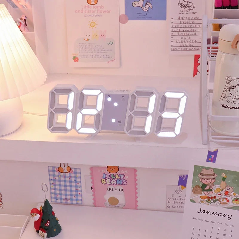 Reloj de Pared LED Digital 3D – Alarma + Fecha + Temperatura para Cocina, Hogar y Oficina