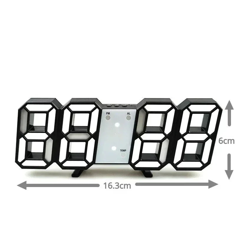 Reloj de Pared LED Digital 3D – Alarma + Fecha + Temperatura para Cocina, Hogar y Oficina