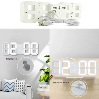 Reloj de Pared LED Digital 3D – Alarma + Fecha + Temperatura para Cocina, Hogar y Oficina