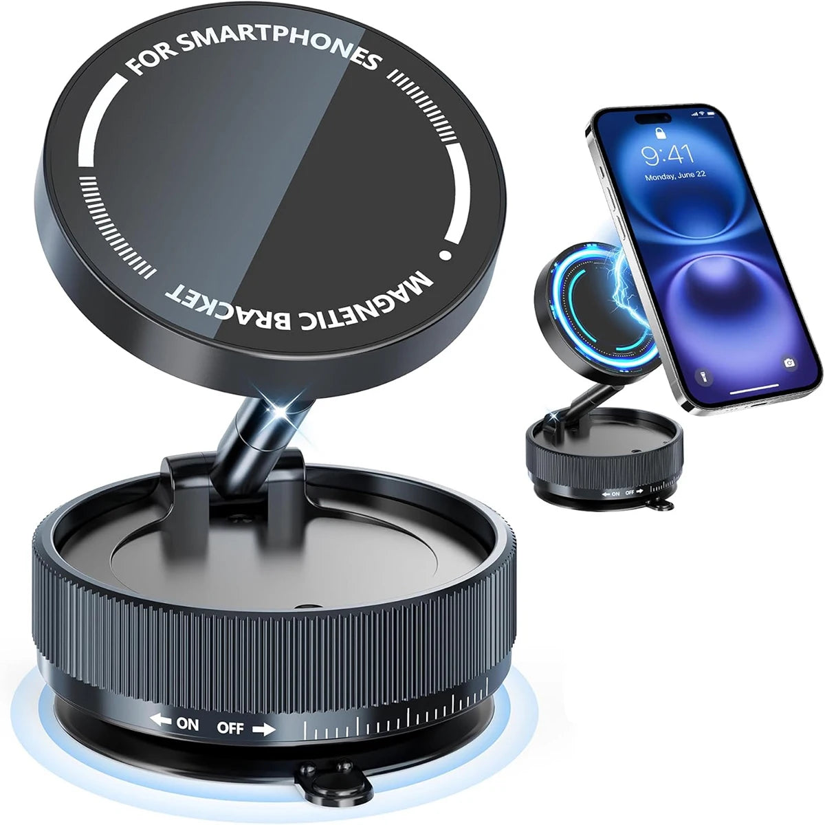 Soporte Magnético MagSafe para Auto – Ventosa Fuerte, 360° y Diseño Plegable